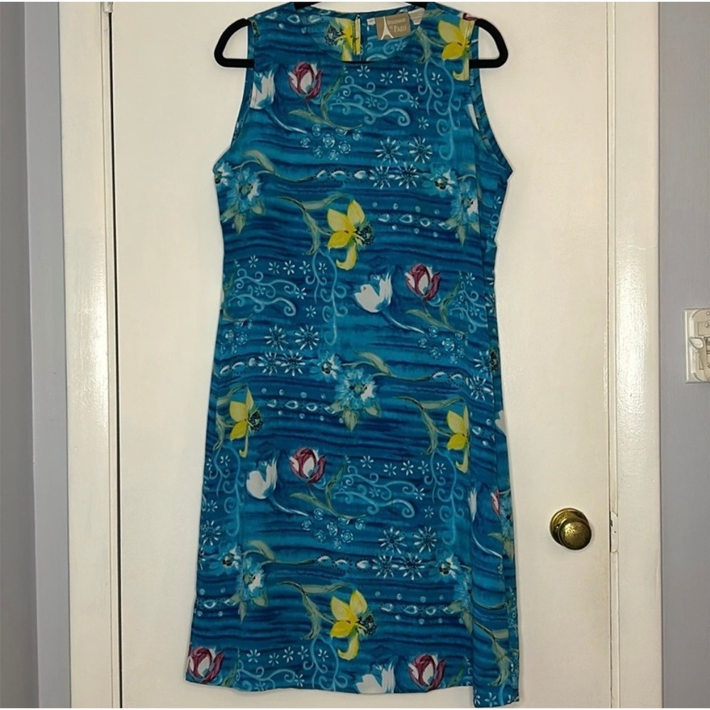 Boulevard de Paris Vintage Tropical Colorful Floral Sleeveless Shift Dress 12